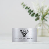 Modern Hair Stylist Black Scissor Barber Pole 名刺 (スタンド正面)