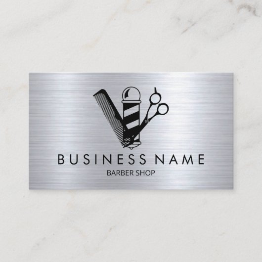 Modern Hair Stylist Black Scissor Barber Pole 名刺 (正面)