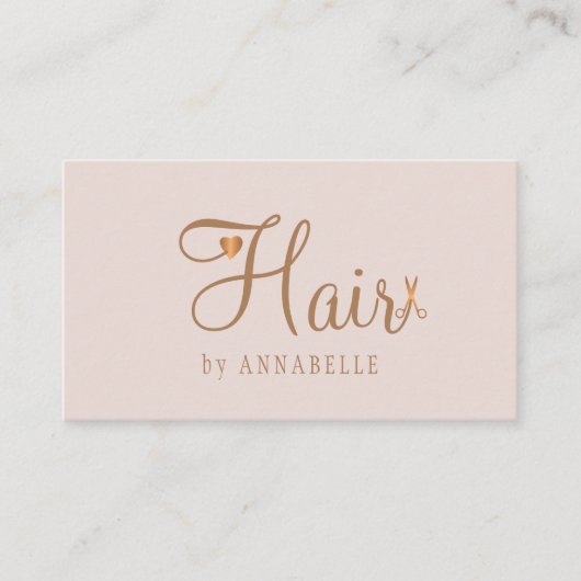 Modern hair stylist blush pink gold chic script 名刺 (正面)