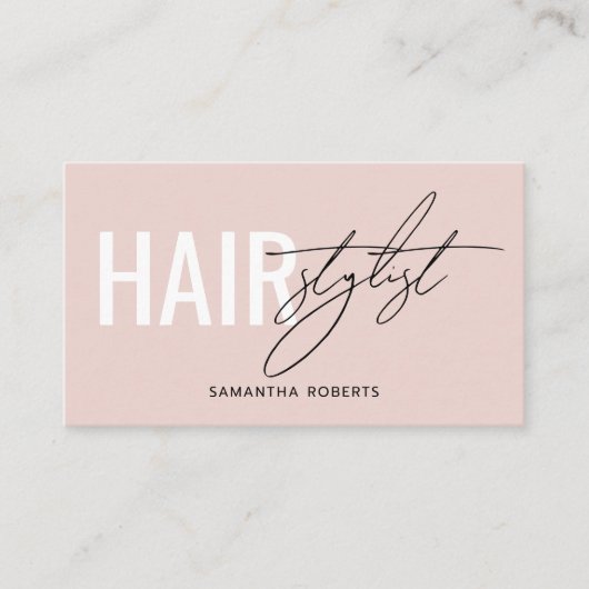 Modern hair stylist QR Code blush pink 名刺 (正面)