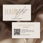 Modern hair stylist QR Code cream 名刺