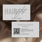 Modern hair stylist QR Code gray 名刺