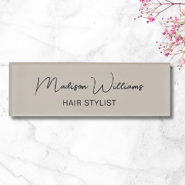 Modern Hair Stylist Salon Beige 名札