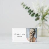 Modern Hair Stylist Salon Photo QR Code White 名刺 (スタンド正面)