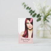 Modern Hair Stylist Salon Photo QR Pink 名刺 (スタンド正面)
