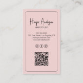Modern Hair Stylist Salon Photo QR Pink 名刺 (裏面)