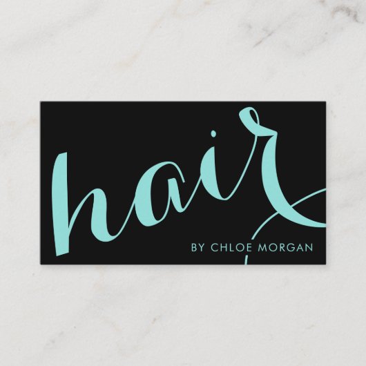 Modern hair stylist script black and blue 名刺 (正面)