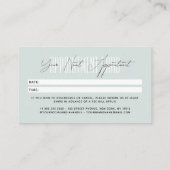 Modern hair stylist script typography blue 予約カード (裏面)