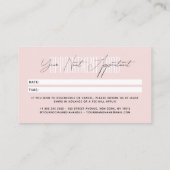 Modern hair stylist script typography blush pink 予約カード (裏面)
