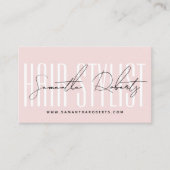 Modern hair stylist script typography blush pink 予約カード (正面)