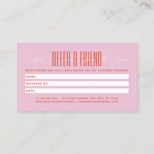 Modern hair stylist script typography customer  紹介カード (裏面)