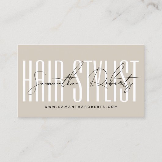 Modern hair stylist script typography customer  紹介カード (正面)