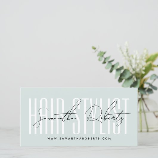 Modern hair stylist script typography gift card (スタンド正面)