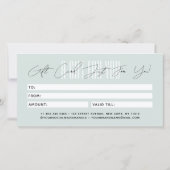 Modern hair stylist script typography gift card (裏面)