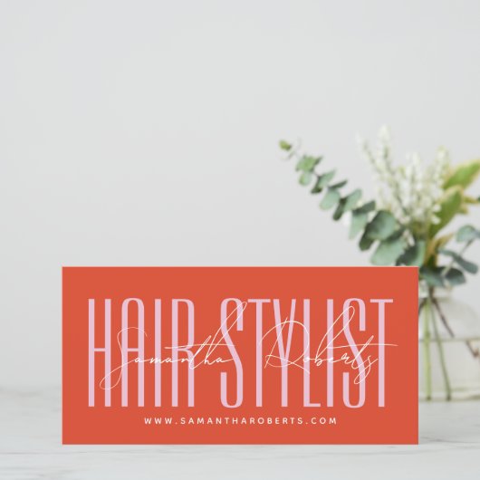 Modern hair stylist script typography gift card (スタンド正面)
