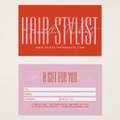 Modern hair stylist script typography gift card (正面&裏面)