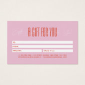 Modern hair stylist script typography gift card (裏面)