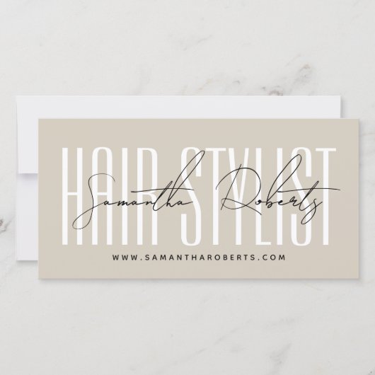 Modern hair stylist script typography gift card (正面)