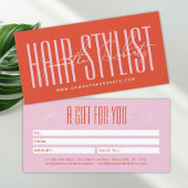 Modern hair stylist script typography gift card