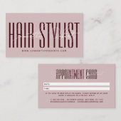 Modern hair stylist script typography pink red 予約カード (正面/裏面)