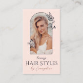 Modern Hair Stylist Studio Floral Rose Arch Photo 名刺 (正面)