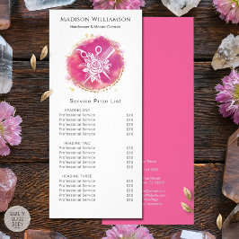 Modern Hairdresser Stylist Scissors Comb Pink Chic ラックカード