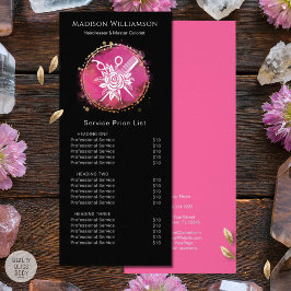 Modern Hairdresser Stylist Scissors Comb Pink Chic ラックカード