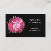 Modern Hairdresser Stylist Scissors Comb Pink Chic 予約カード (正面)