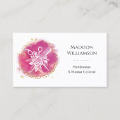 Modern Hairdresser Stylist Scissors Comb Pink Chic 名刺 (正面)