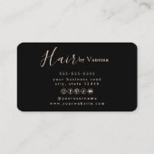 Modern Hairstylist Hairdresser Black Rose Gold 名刺 (裏面)