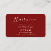 Modern Hairstylist Hairdresser Chic Red Rose Gold 名刺 (裏面)