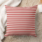 Modern Half-Inch Crimson Red & White Stripe クッション (ブランケット)