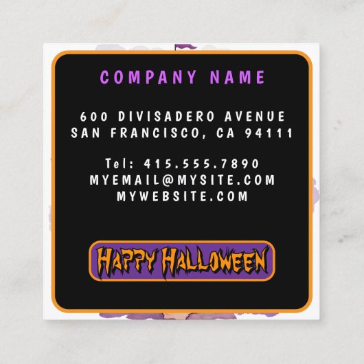 Modern Halloween Spooky Cute Collection スクエア名刺 (裏面)