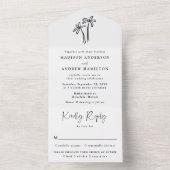 Modern Hand-Drawn Black Palm Trees Wedding オールインワン招待状 (内側)
