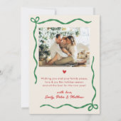 Modern Hand Drawn Bow 2 Photo Merry Christmas シーズンカード (裏面)