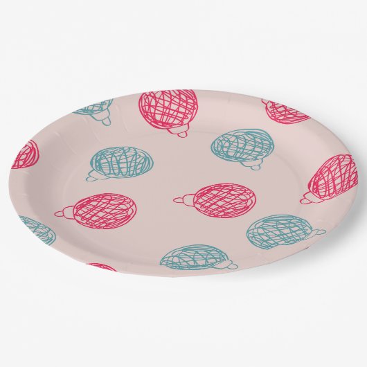 Modern Hand-Drawn Christmas Ornaments Pattern ペーパープレート (アングル)