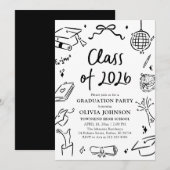 Modern Hand Drawn Class of 2026 Graduation Party 招待状 (正面/裏面)