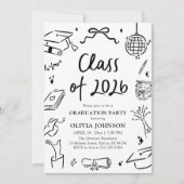 Modern Hand Drawn Class of 2026 Graduation Party 招待状 (正面)
