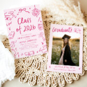 Modern Hand Drawn Class of 2026 Graduation Party 招待状
