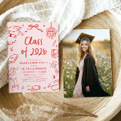 Modern Hand Drawn Class of 2026 Graduation Party 招待状