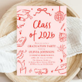 Modern Hand Drawn Class of 2026 Graduation Party 招待状