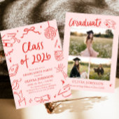 Modern Hand Drawn Class of 2026 Graduation Party 招待状