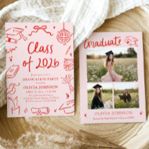 Modern Hand Drawn Class of 2026 Graduation Party