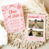 Modern Hand Drawn Class of 2026 Graduation Party 招待状