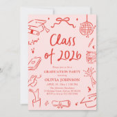 Modern Hand Drawn Class of 2026 Graduation Party 招待状 (正面)
