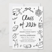 Modern Hand Drawn Class of 2026 Graduation Party 招待状 (正面)