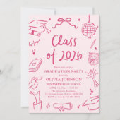 Modern Hand Drawn Class of 2026 Graduation Party 招待状 (正面)