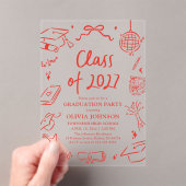 Modern Hand Drawn Class of 2027 Graduation Party アクリル招待状 (インサイチュ (ポータブル))