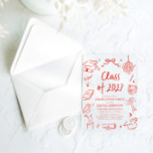Modern Hand Drawn Class of 2027 Graduation Party アクリル招待状