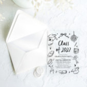 Modern Hand Drawn Class of 2027 Graduation Party アクリル招待状